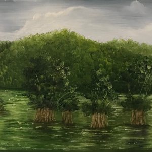 تابلو نقاشی رنگ روغن دریاچه استیل