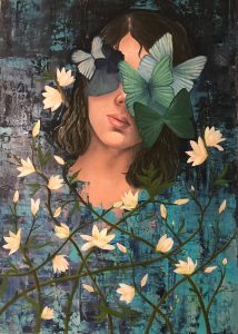 تابلو نقاشی رنگ روغن زنانگی