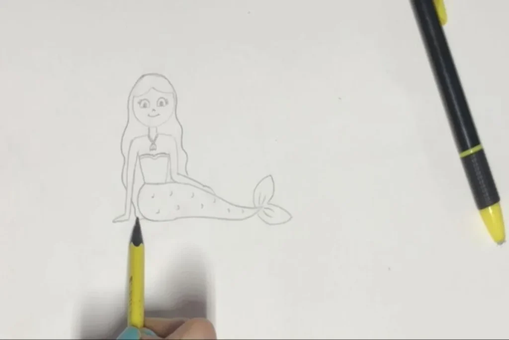 نقاشی ساده و زیبا پری دریایی