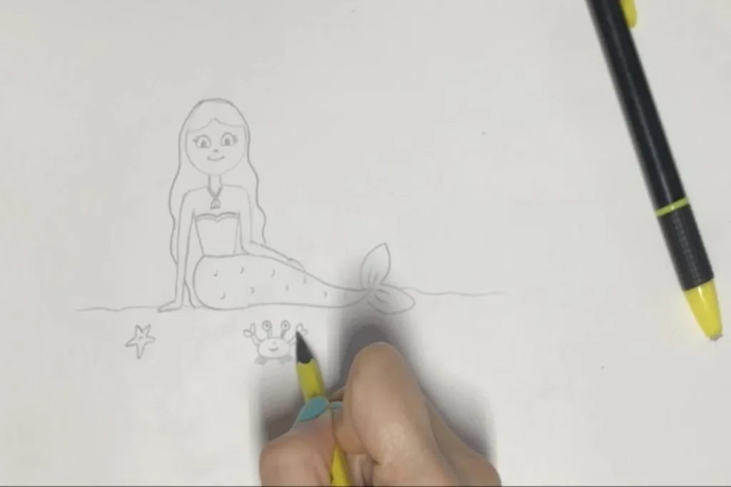 نقاشی ساده و زیبا پری دریایی