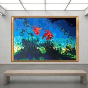 تابلو نقاشی رنگ روغن ماهی قرمز