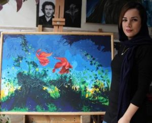 تابلو نقاشی رنگ روغن ماهی قرمز