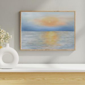 تابلو نقاشی رنگ روغن طلوع خورشید کاسپین