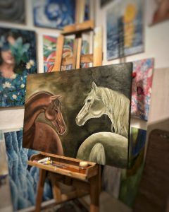 تابلو نقاشی رنگ روغن اسب ها