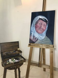 تابلو نقاشی رنگ روغن پیرزن چشم انتظار