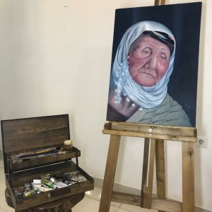 تابلو نقاشی رنگ روغن پیرزن چشم انتظار