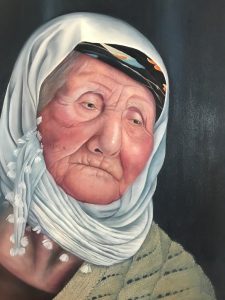 تابلو نقاشی رنگ روغن پیرزن چشم انتظار