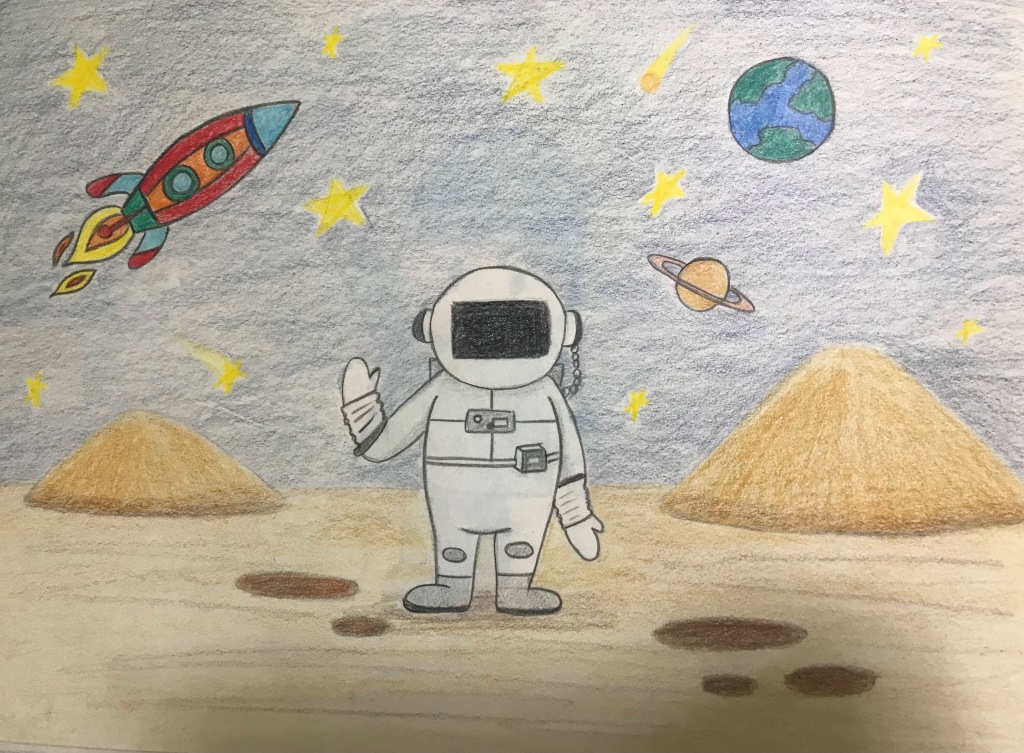 نقاشی آدم فضایی آسان