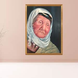 تابلو نقاشی رنگ روغن پیرزن چشم انتظار