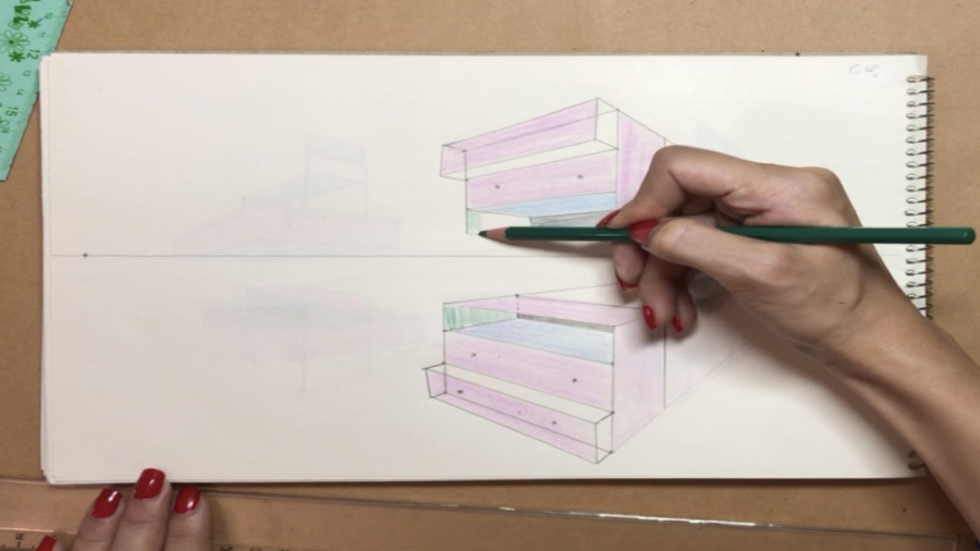 پرسپکتیو یک نقطه کمد کشودار