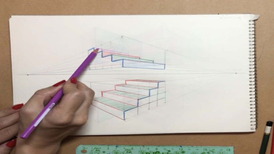 پرسپکتیو یک نقطه پله