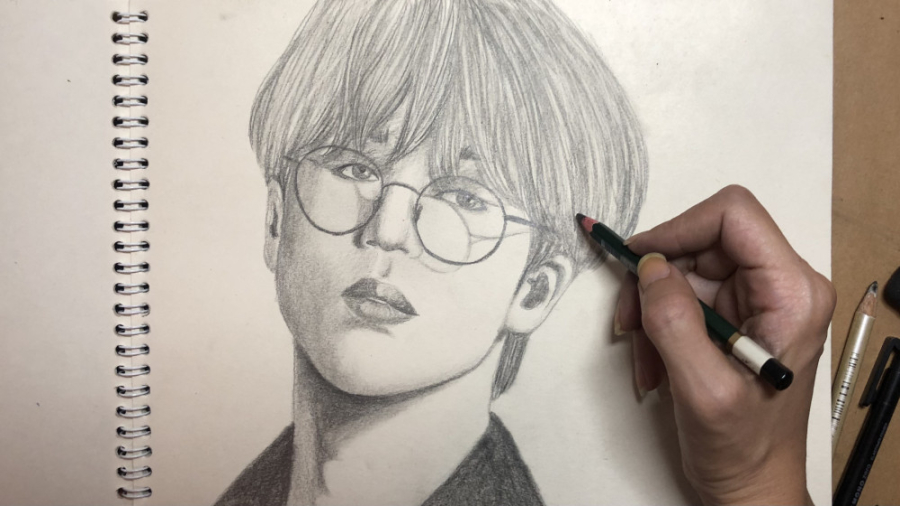 نقاشی طراحی چهره جیمین گروه بیتیاس