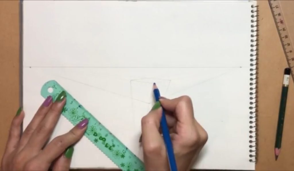 آموزش پرسپکتیو سه نقطه صندلی از مکعب تا ترسیم نهایی