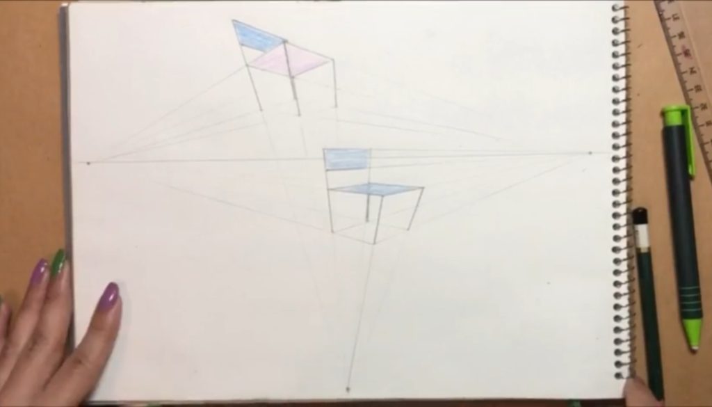 افزودن تکیه گاه صندلی دوم با ترکیب پرسپکتیو دو نقطه و سه نقطه