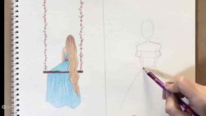 ایجاد فرم یقه و لباس نقاشی ساده دخترانه زیبا