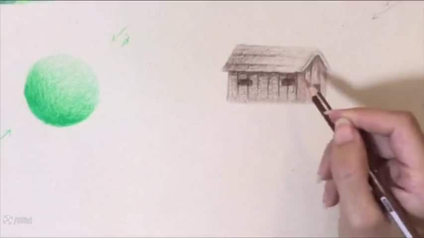 آموزش نقاشی کلبه چوبی آموزش نقاشی با مداد رنگی از پایه تا پیشرفته