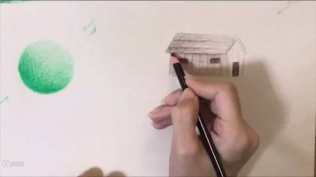 نقاشی کلبه چوبی