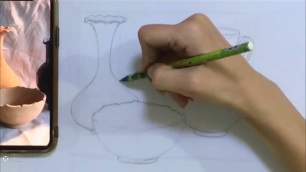 نقاشی کوزه و لیوان طراحی کوزه سفالی با مداد آسان آموزش آنلاین