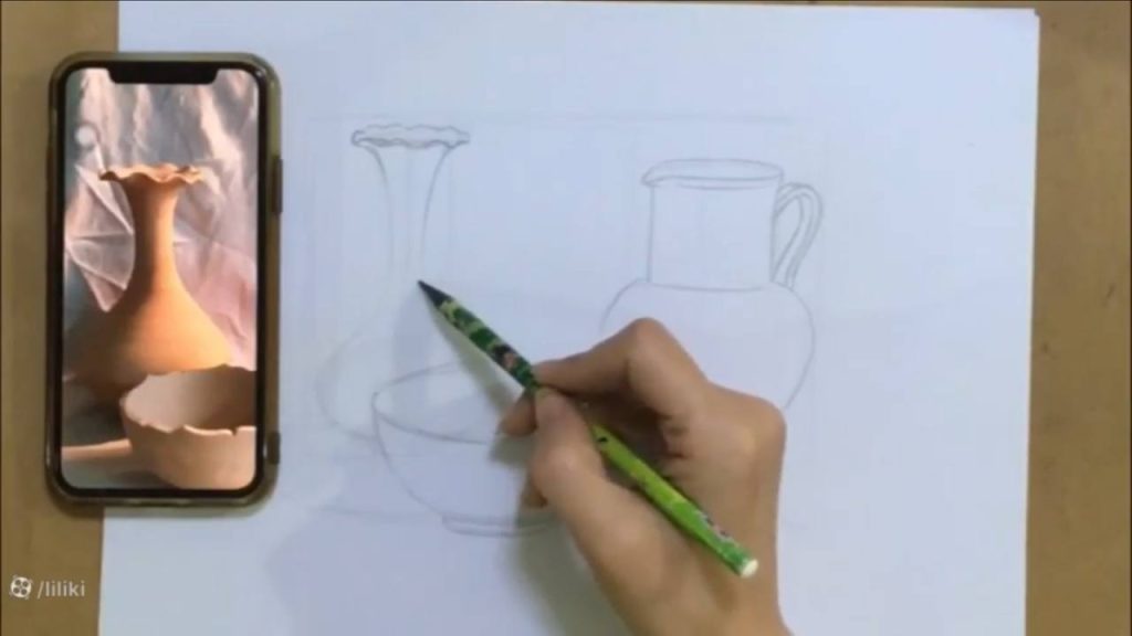 نقاشی کوزه و لیوان طراحی کوزه سفالی با مداد آسان آموزش آنلاین