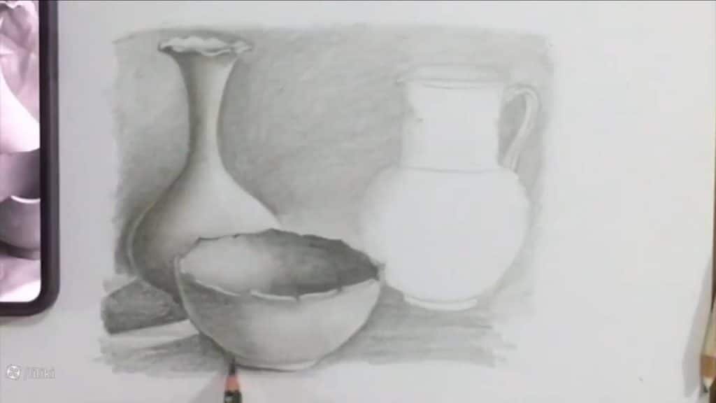 نقاشی کوزه و لیوان طراحی کوزه سفالی با مداد آسان آموزش آنلاین