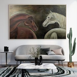 تابلو نقاشی رنگ روغن اسب ها