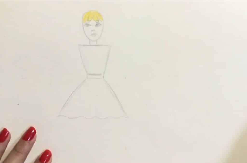 نقاشی جزئیات موها در طراحی فانتزی دخترانه باربی