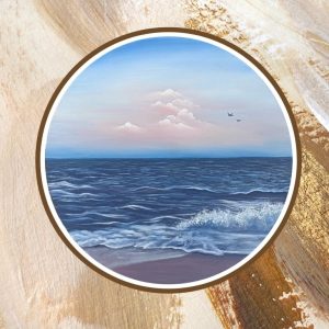 تابلو نقاشی رنگ روغن گرد منظره دریا کار دست