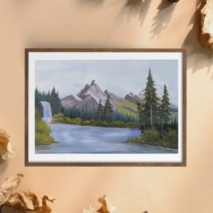 تابلو نقاشی رنگ روغن منظره کوهستان