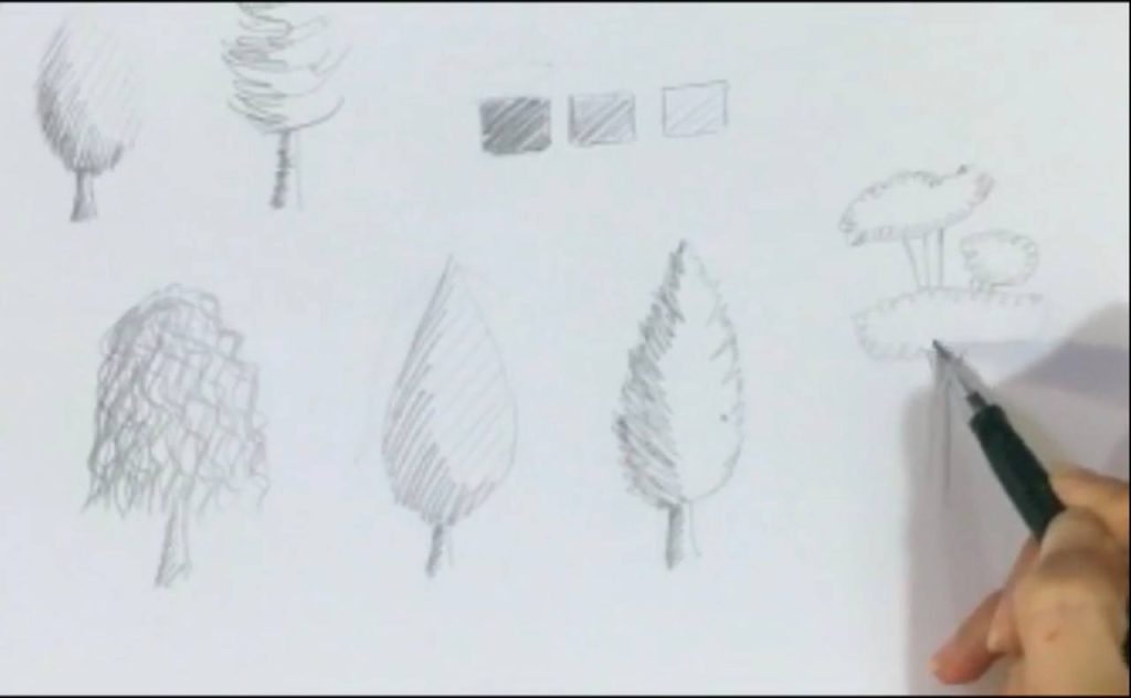 طراحی درخت پر شاخ و برگ فرم دار