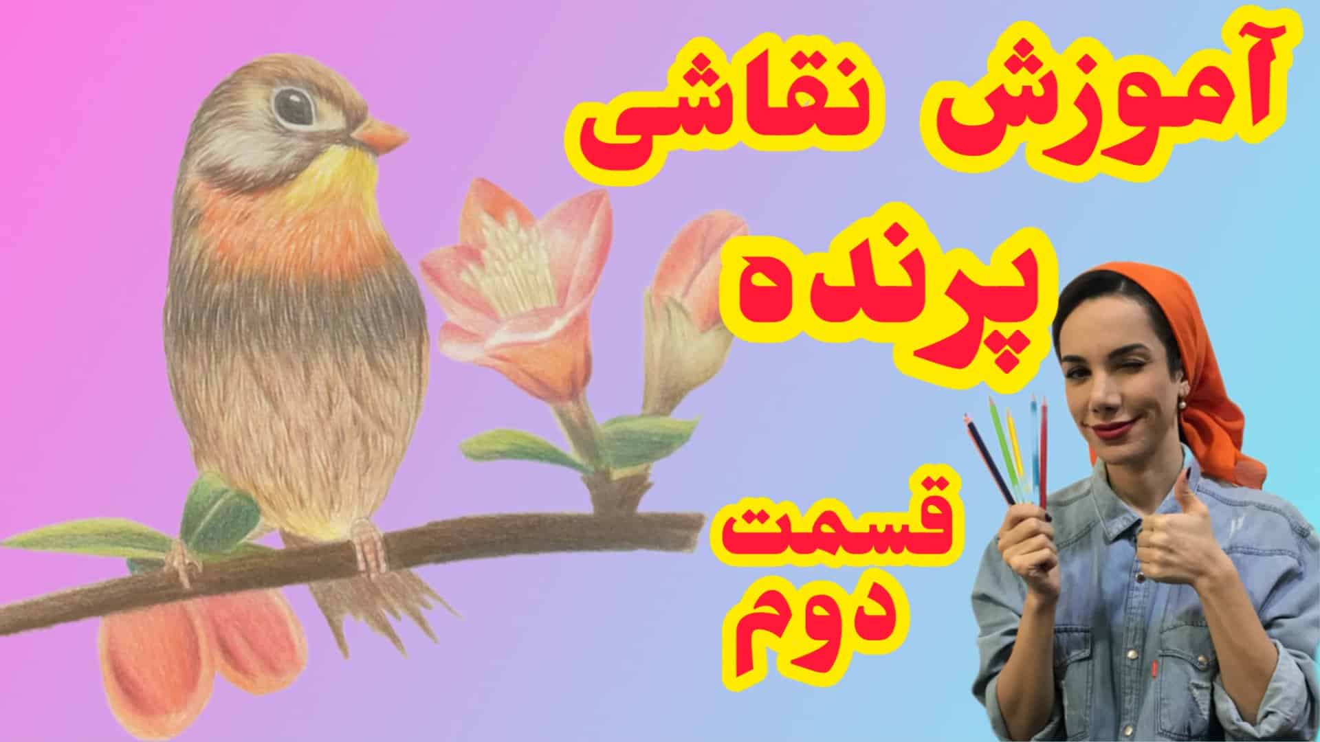 آموزش نقاشی گنجشک | پرنده آسان |قسمت دوم نقاشی گنجشک روی شاخه