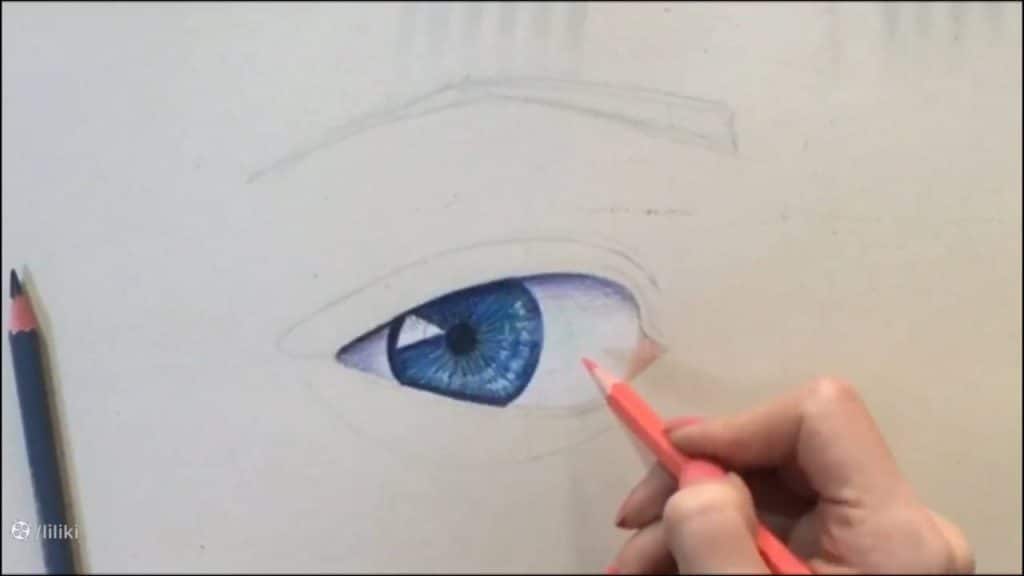 طراحی چشم با مداد رنگی