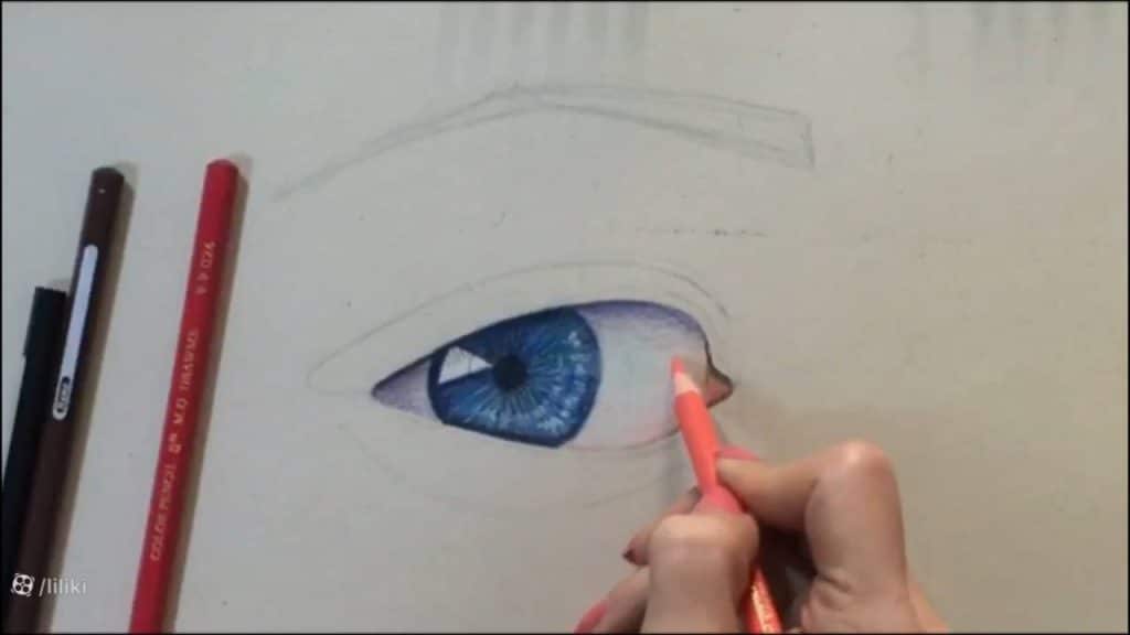 طراحی چشم با مداد رنگی