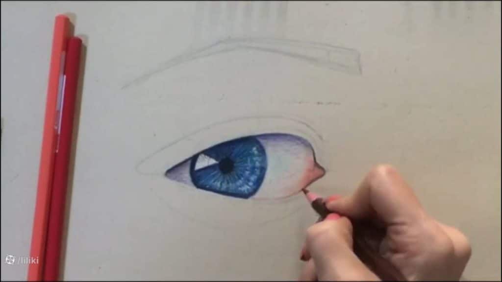 طراحی چشم با مداد رنگی