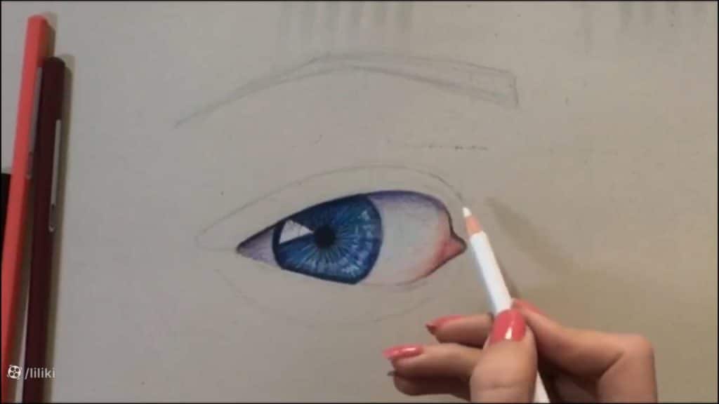 طراحی چشم با مداد رنگی