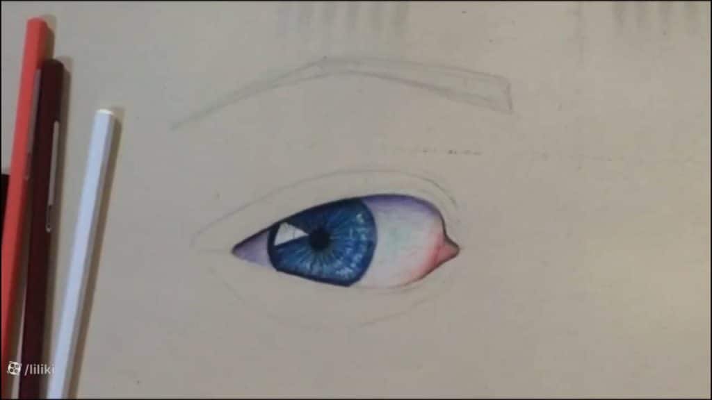 طراحی چشم با مداد رنگی