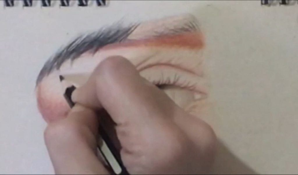 زیرسازی و کشیدن ابروها در آموزش نقاشی حرفه ای چشم