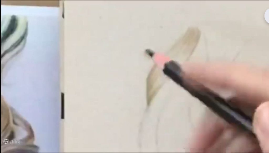 ایجاد بافت و سایه اولیه نقاشی مو دخترانه ساده