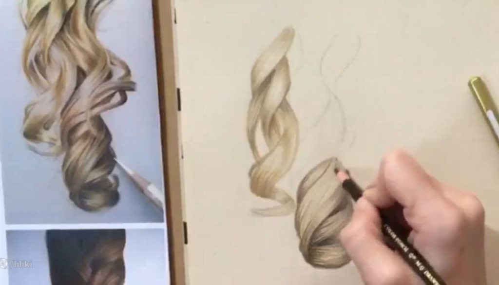 انتخاب جهت مناسب و حفظ نور در نقاشی مو دخترانه ساده