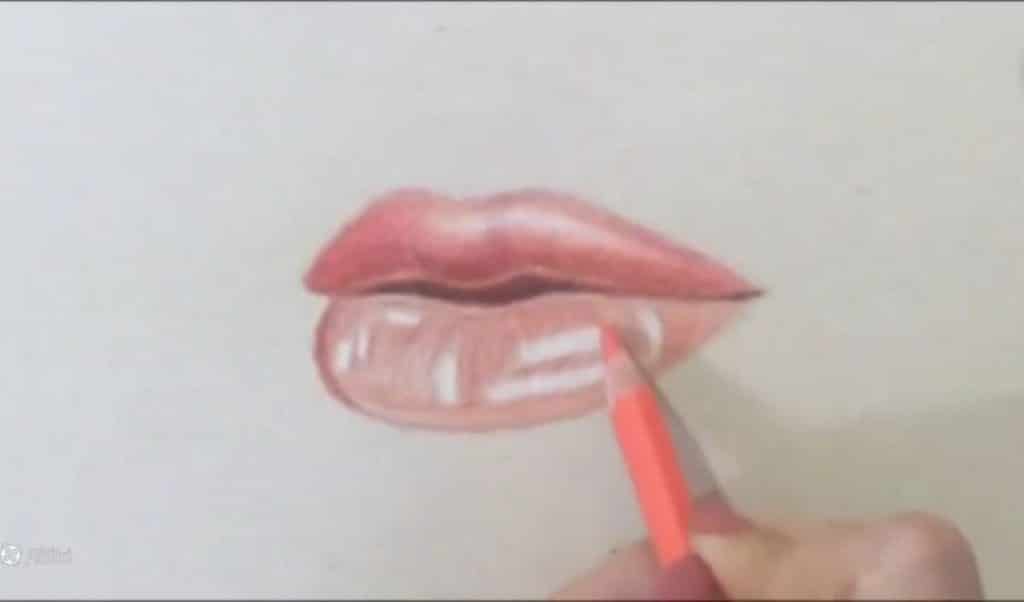 تکمیل رنگگذاری لب پایین و پرکردن فضای خالی