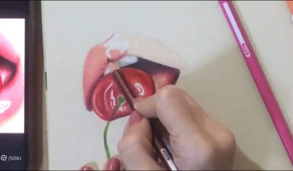 تکرار جزئیات نقاشی لب حرفه ای و ایجاد عمق