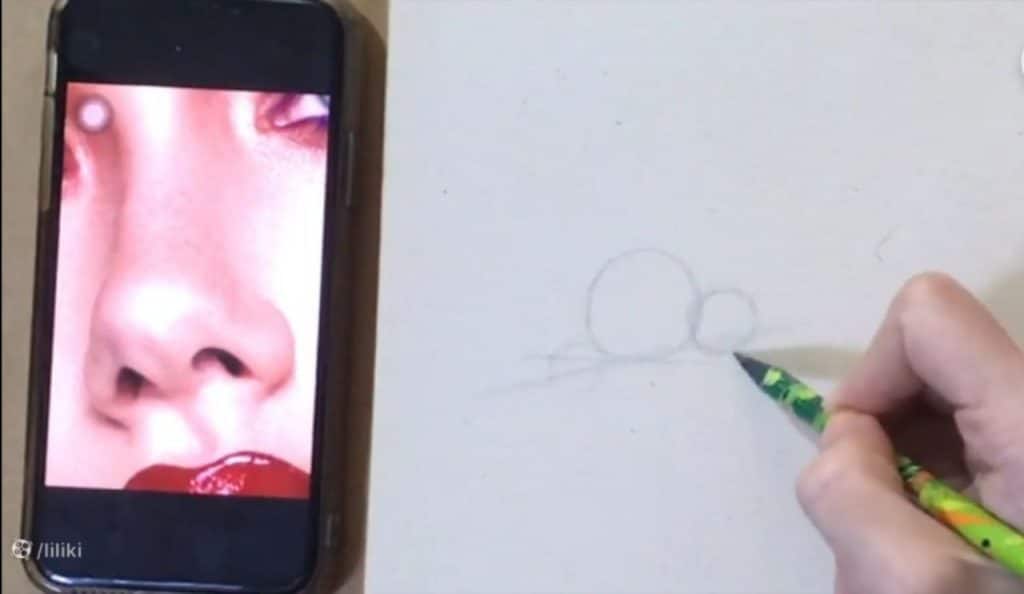 نقاشی بینی با مداد رنگی