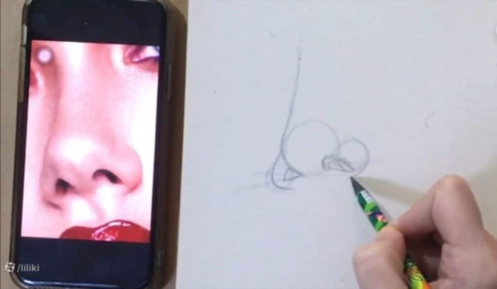 نقاشی بینی با مداد رنگی