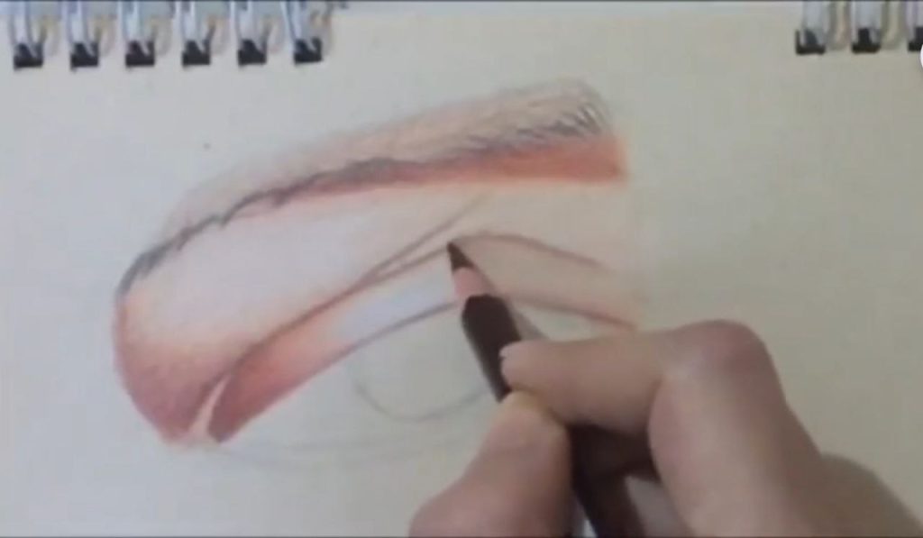 تکرار تکنیک چین و چروک در آموزش طراحی چشم