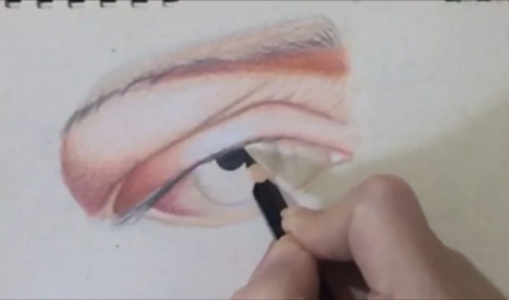 آمادهسازی برای مردمک و مژه در طراحی چشم مداد رنگی