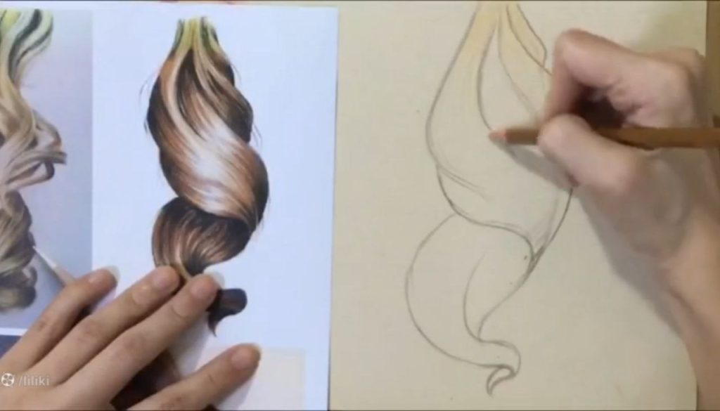 نقاشی مو با مداد رنگی
شروع سایهزنی در نقاشی مو با مداد رنگی