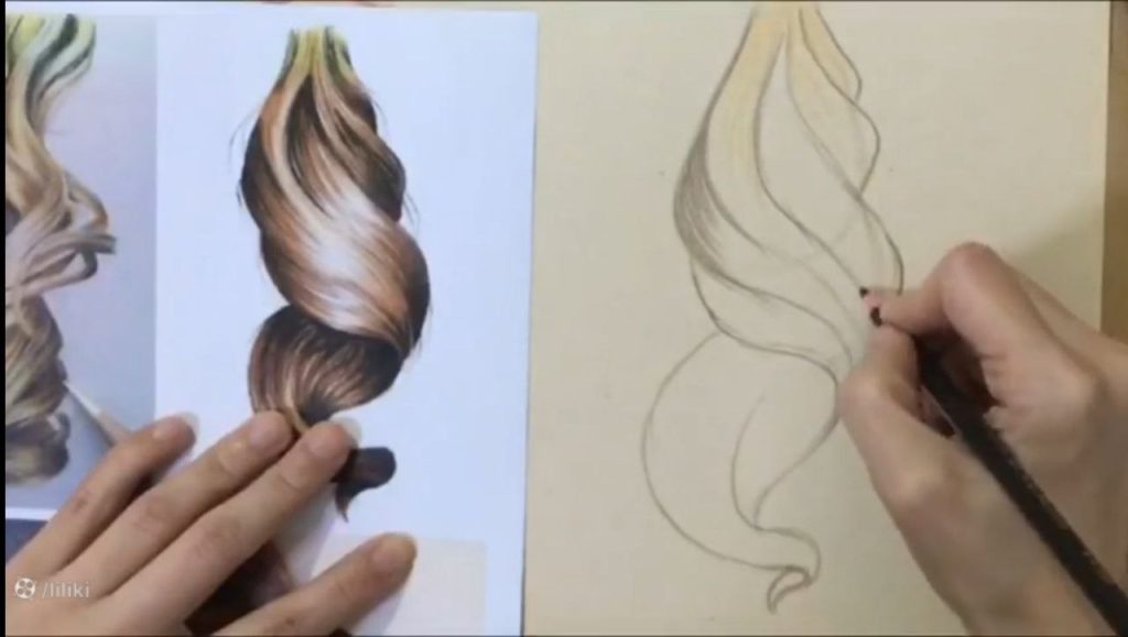 نقاشی مو با مداد رنگی
ایجاد دستههای مو و رعایت جهت در نقاشی مو با مداد رنگی