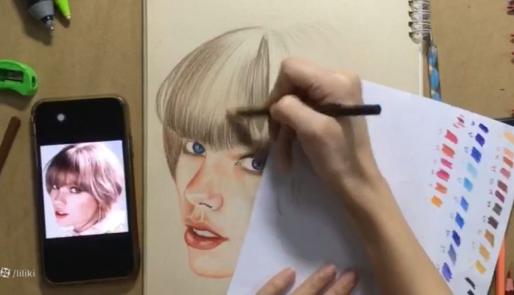 رنگآمیزی لطیف و کنترل فشار دست در آموزش نقاشی تیلور سوئیفت