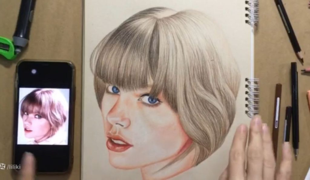 آموزش نقاشی تیلور سوئیفت و نکات پایانی برای رنگآمیزی مو