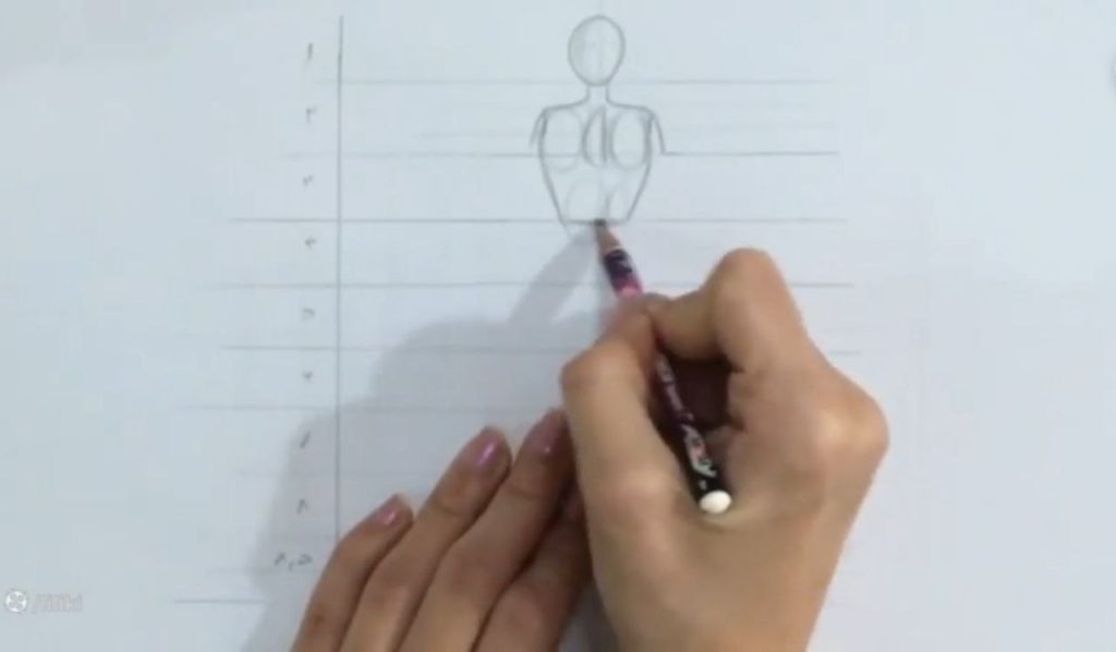 رسم اولیه تنه و کمر و سینه
