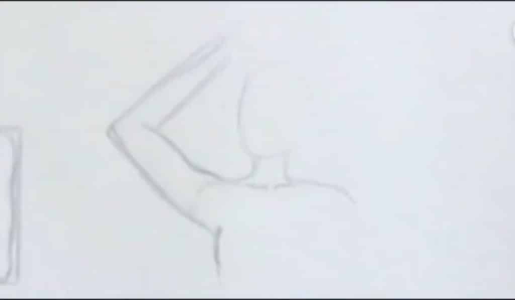 کشیدن دست بالا رفته کنار سر با رعایت تناسب و فرم طبیعی